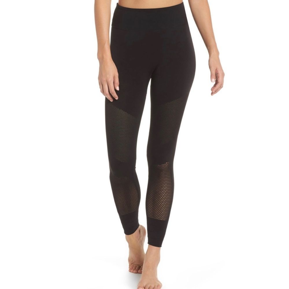 Free People high waist mesh black leggings small medium NWT